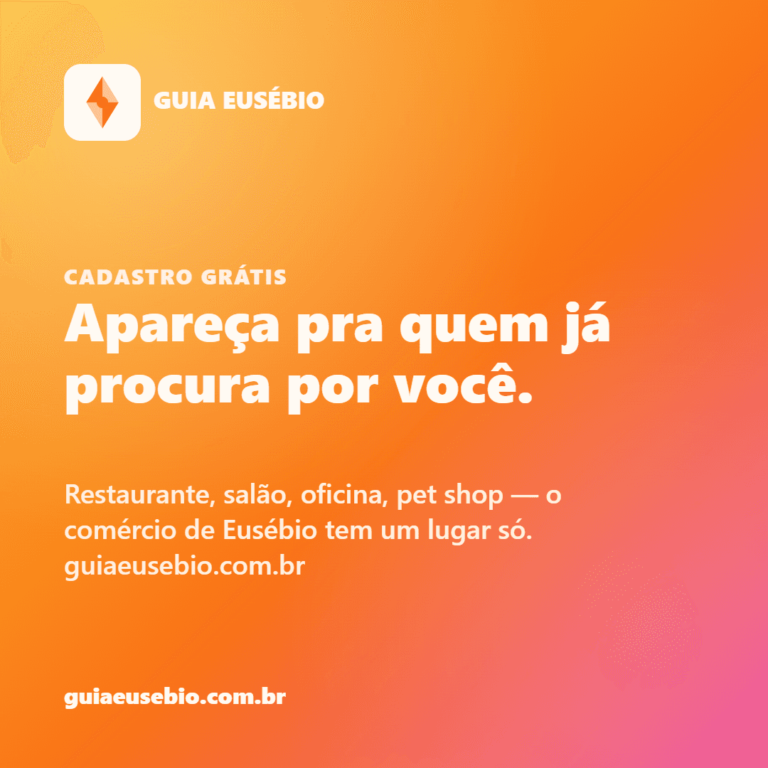 Todo dia tem gente em Eusébio procurando um restaurante, um salão, uma oficina perto de casa — e boa parte desse comércio ainda não aparece em lugar nenhum online.
O Guia Eusébio resolve isso: um perfil só, com WhatsApp direto e localização no mapa, pra quem já busca por você te encontrar de primeira.
Cadastro grátis no Link abaixo.