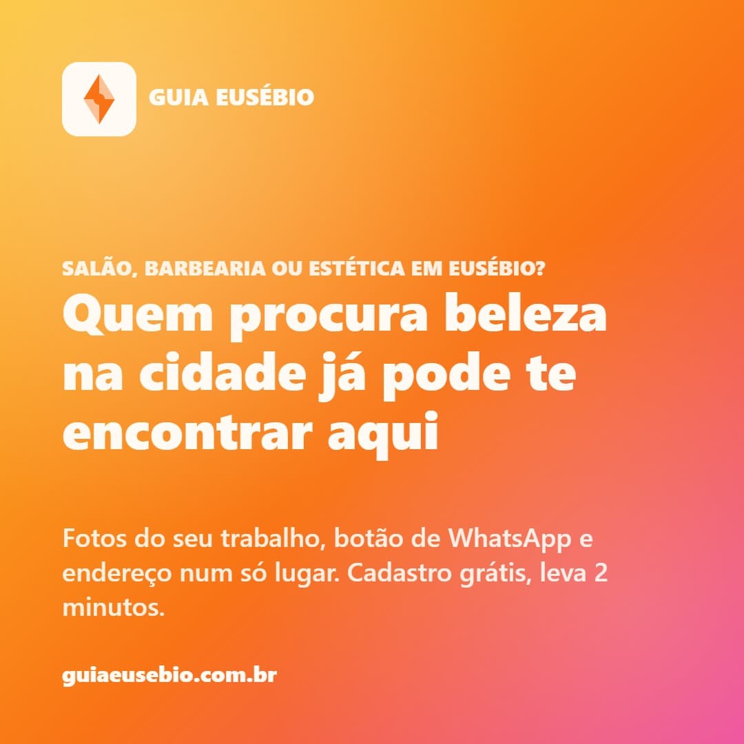Você tem salão, barbearia ou espaço de estética em Eusébio? 💇♀️💈
O Guia Eusébio é o novo espaço pra quem já procura serviço de beleza na cidade encontrar você — com fotos do seu trabalho, WhatsApp direto e localização, tudo num perfil só.
✅ Cadastro grátis
✅ Leva 2 minutos
✅ Sem comissão, sem mensalidade
Cadastre seu negócio agora — Clique em Saiba mais.
#GuiaEusebio #Eusebio #EusebioCE #CearáLocal #ComércioLocal #EmpreendedorismoLocal #NegócioLocal #DivulgaçãoGrátis #CearáEmpreende #SalãoDeBeleza #Barbearia #Estética